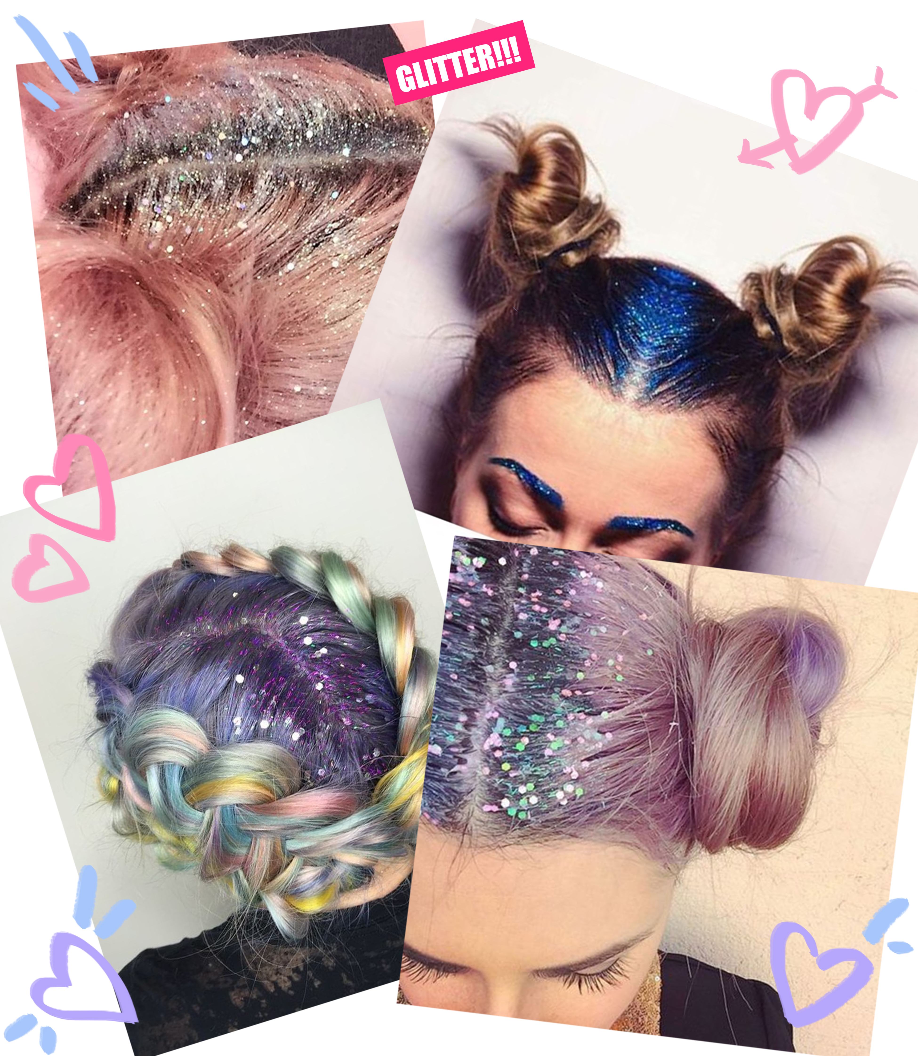 glitter no cabelo