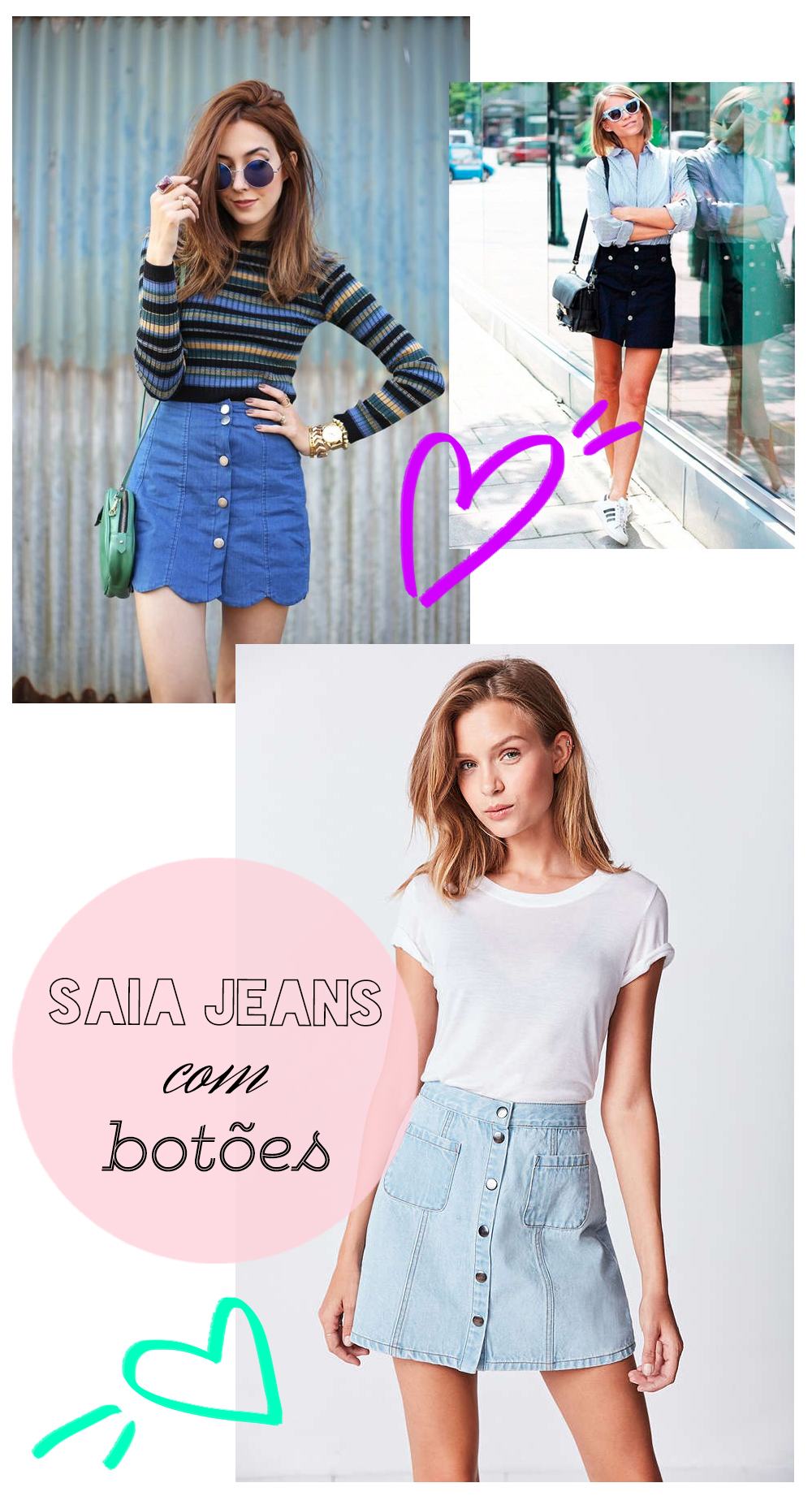 SAIA JEANS COM BOTÕES NA FRENTE SAIA JEANS COM BOTÕES NA FRENTE
