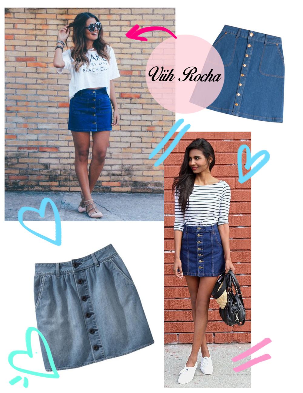SAIA JEANS COM BOTÕES NA FRENTE SAIA JEANS COM BOTÕES NA FRENTE